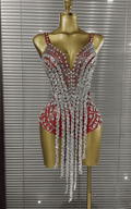 Dinah Sparkly Crystal Sleeveless V Neck Bodycon Bodysuit