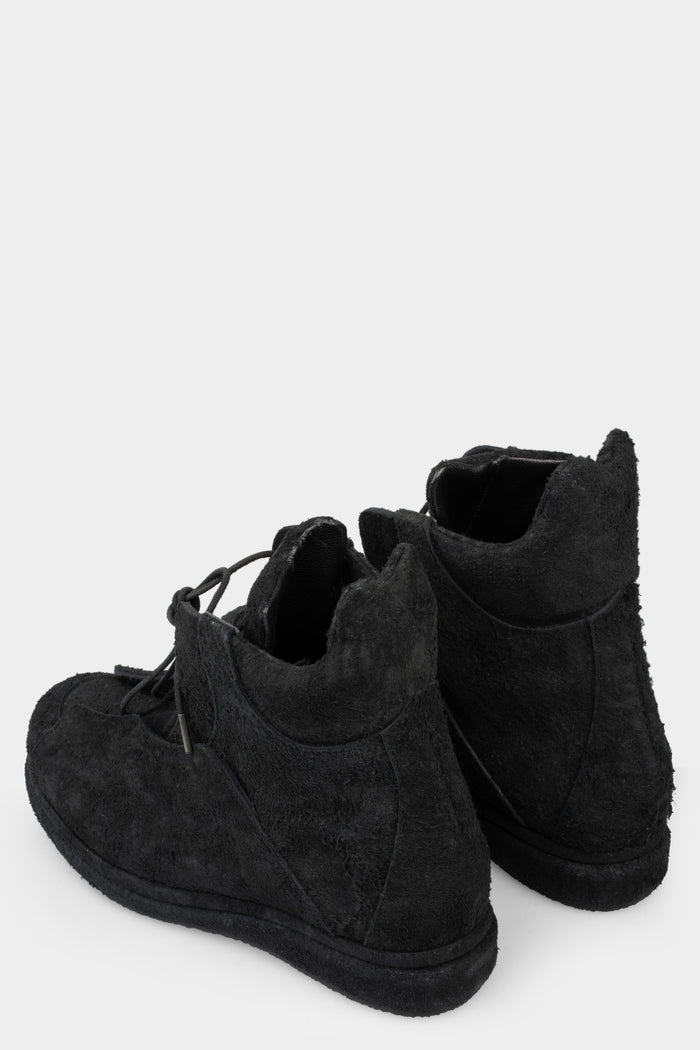 Blackmerle | SS25 - A02 Distressed suede wing boots, Black