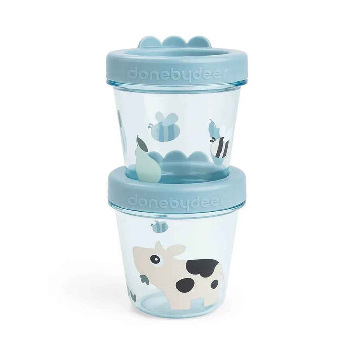 Done by Deer® Set 2 posodic za prigrizke Tiny Farm Blue Done by Deer