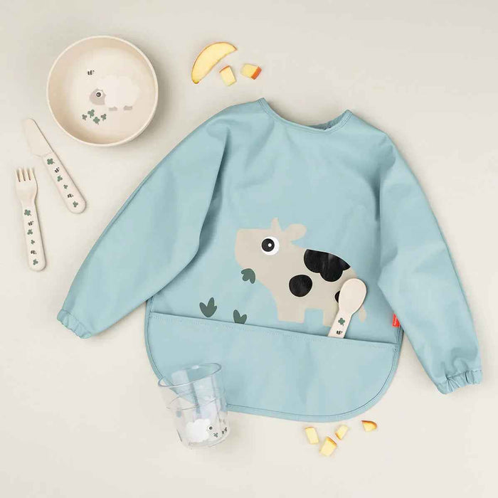 Done by Deer® Slinček z rokavi Tiny Farm Blue Done by Deer