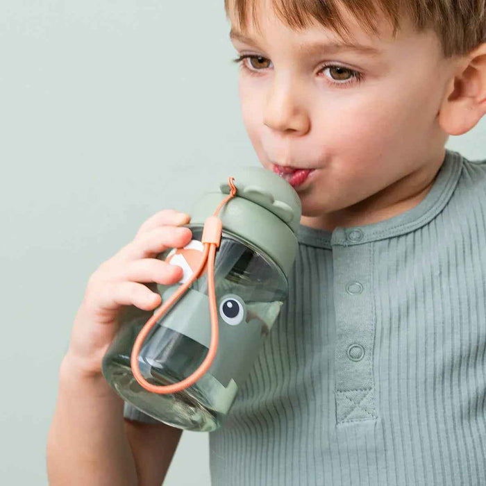 Done by Deer® Steklenička s slamico Playground Green 280 ml Done by Deer