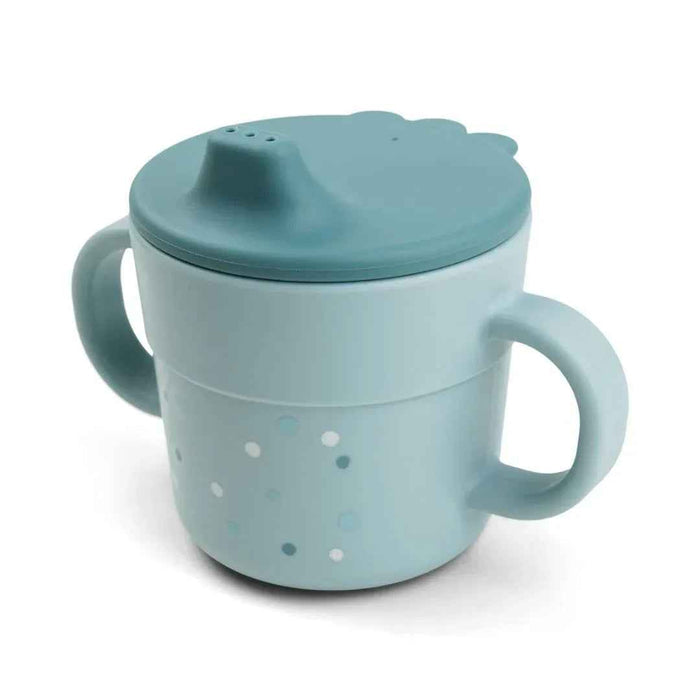 Done by Deer® Skodelica za učenje pitja Foodie Happy Dots Blue Done by Deer