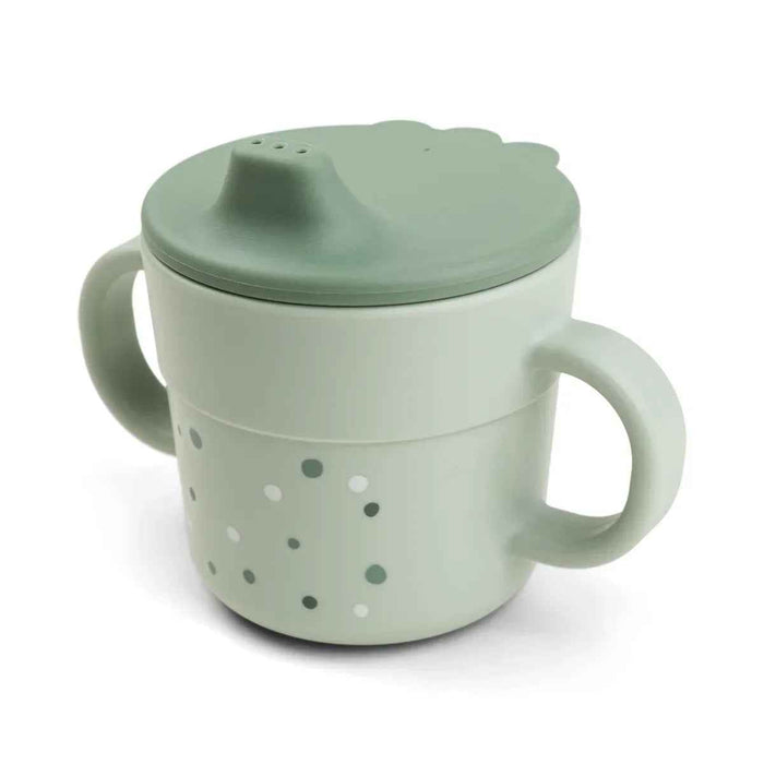 Done by Deer® Skodelica za učenje pitja Foodie Happy Dots Green Done by Deer