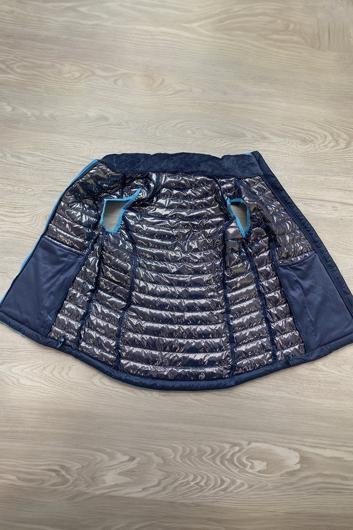Doudoune zippée matelassée à col en peluche bleu ciel