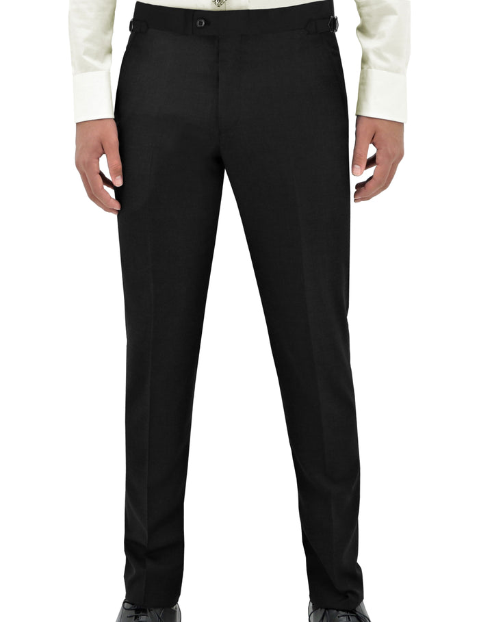 Duntroon 106 Black Satin Stripe Australian Merino Wool Suit Trouser