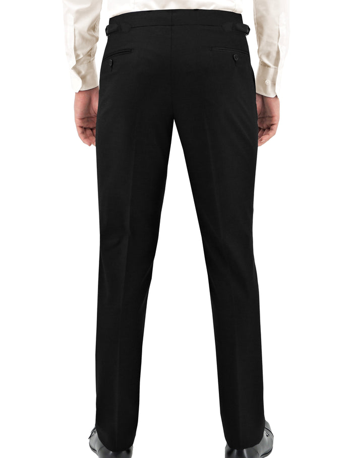 Duntroon 106 Black Satin Stripe Australian Merino Wool Suit Trouser