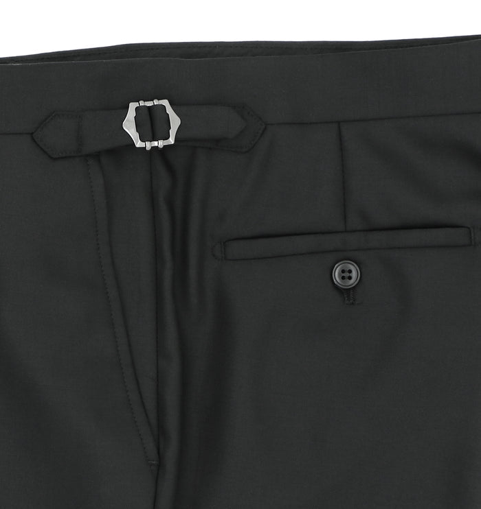 Duntroon 106 Black Satin Stripe Australian Merino Wool Suit Trouser