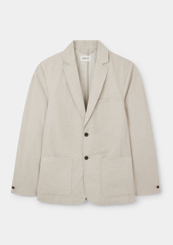 Ecru Cotton Linen Blazer, Blazer - SIRPLUS