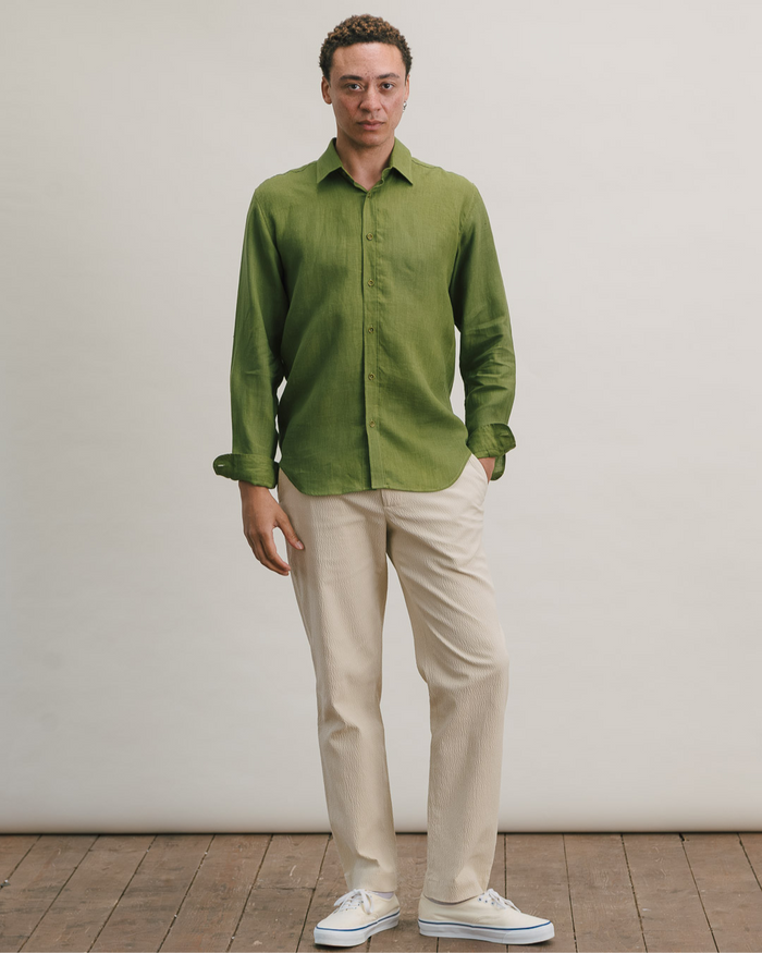 Ecru Seersucker Casual Trousers
