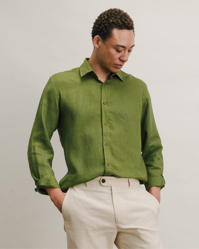 Ecru Seersucker Casual Trousers