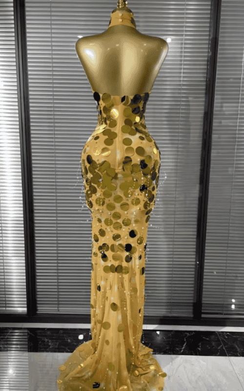 Elise Strapless Sequin Sheer Mesh Bodycon Mermaid Long Dress
