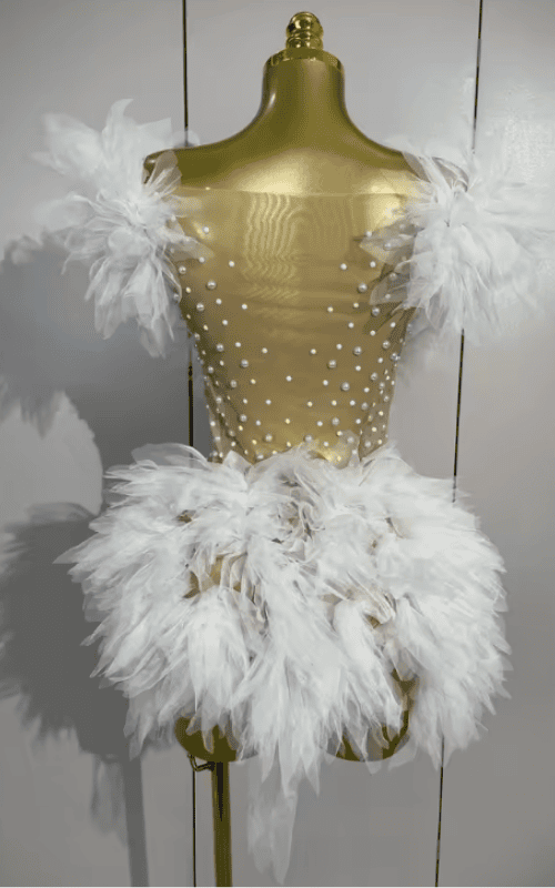 Elize White Sheer Mesh Rhinestone Off Shoulder Bodycon Mini Dress