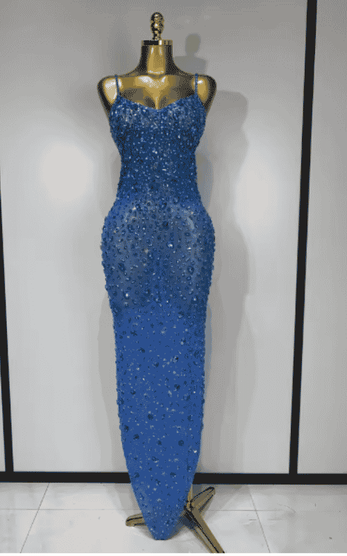 Elle rhinestone mesh see through bodycon dress for women. Sexy luxury outfit for birthdays, cocktail parties, club nights, and stage wear.