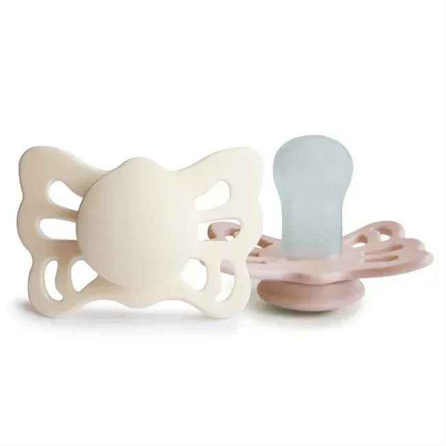 Frigg® Anatomska Duda iz silikona Butterfly Cream/Blush 0-6 M FRIGG