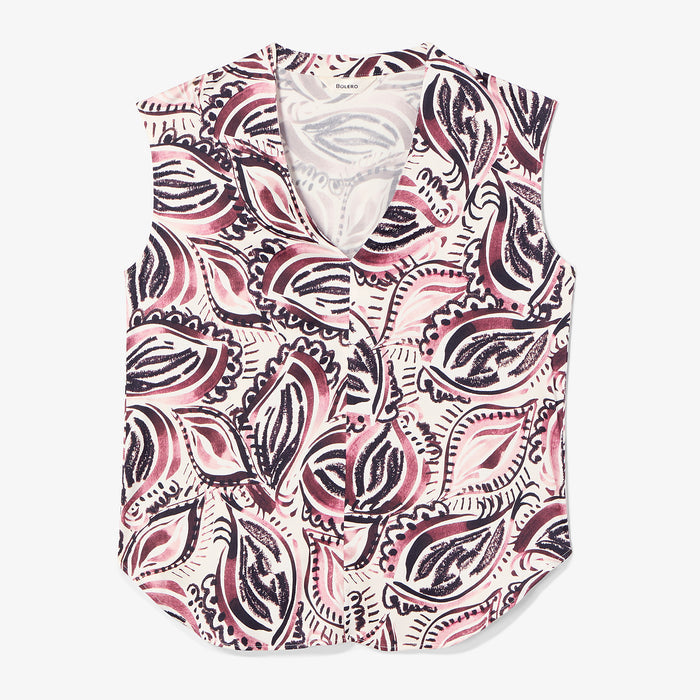 Patterned sleeveless top on a white background