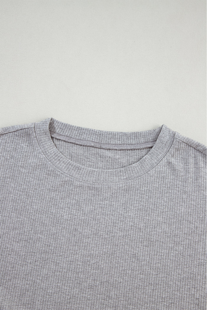 Ensemble tunique ample de couleur unie gris clair et short slim-A WOMAN WE LOVE