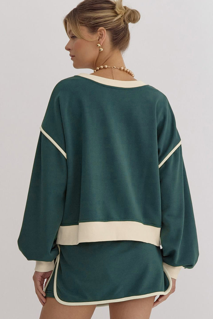 Ensemble pull ample contrasté de couleur Evergreen *-A WOMAN WE LOVE
