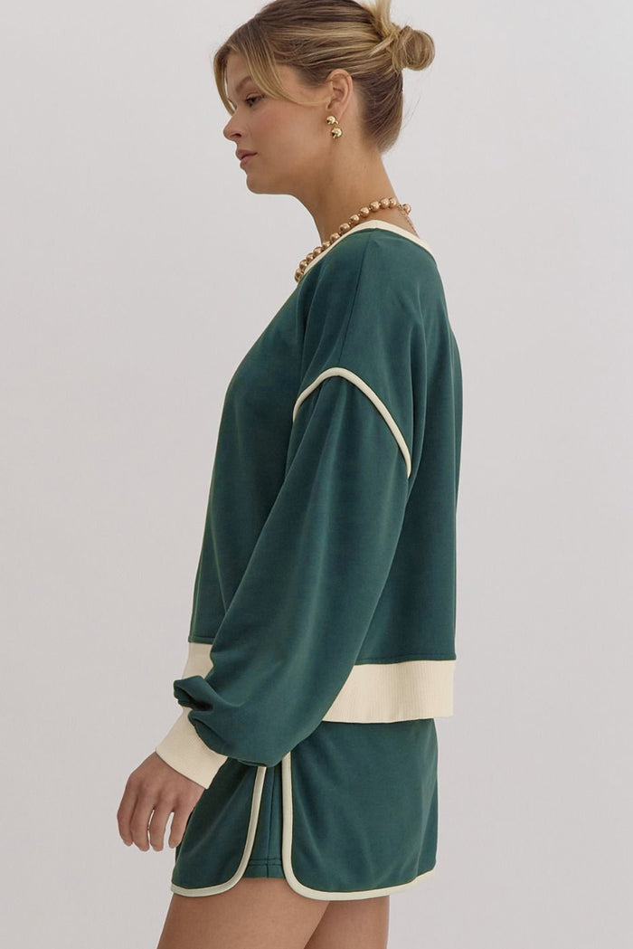 Ensemble pull ample contrasté de couleur Evergreen *-A WOMAN WE LOVE