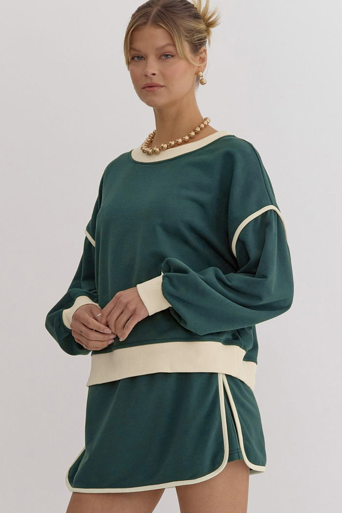 Ensemble pull ample contrasté de couleur Evergreen *-A WOMAN WE LOVE