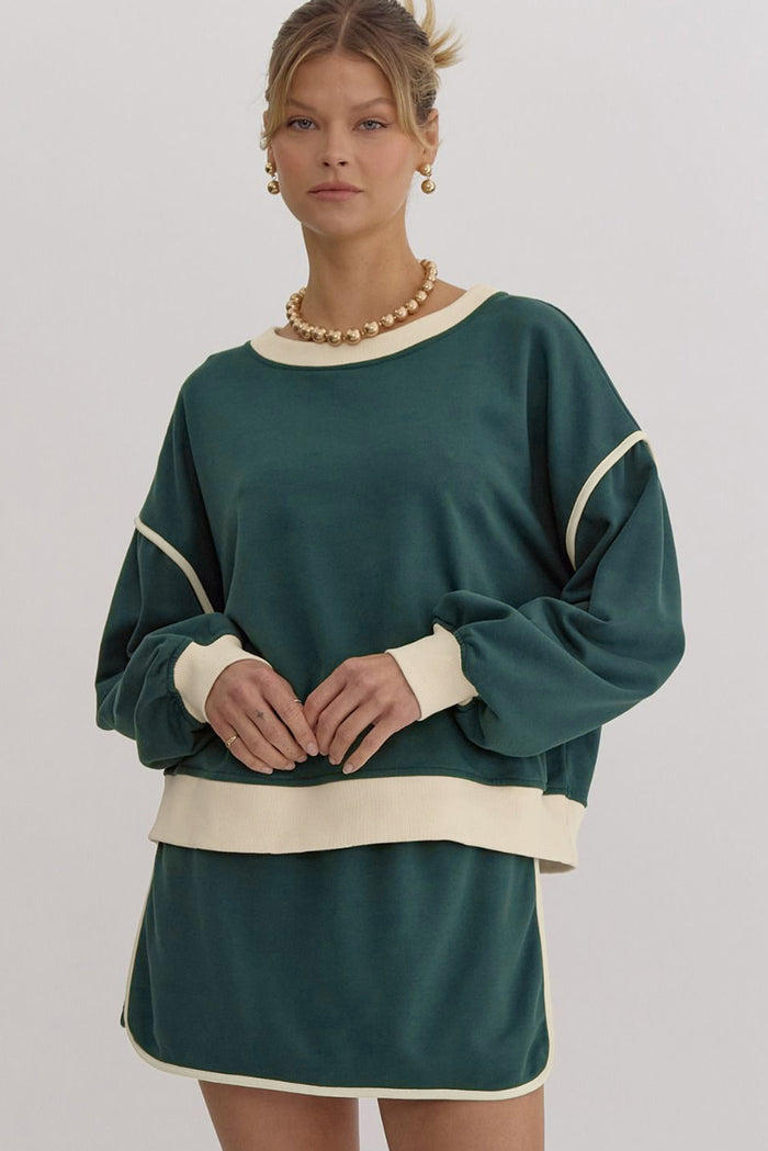 Ensemble pull ample contrasté de couleur Evergreen *-A WOMAN WE LOVE