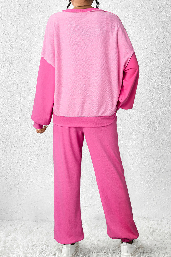 Ensemble pull patchwork contrasté et pantalon de jogging *-A WOMAN WE LOVE