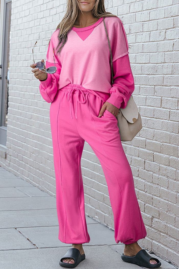 Ensemble pull patchwork contrasté et pantalon de jogging *-A WOMAN WE LOVE