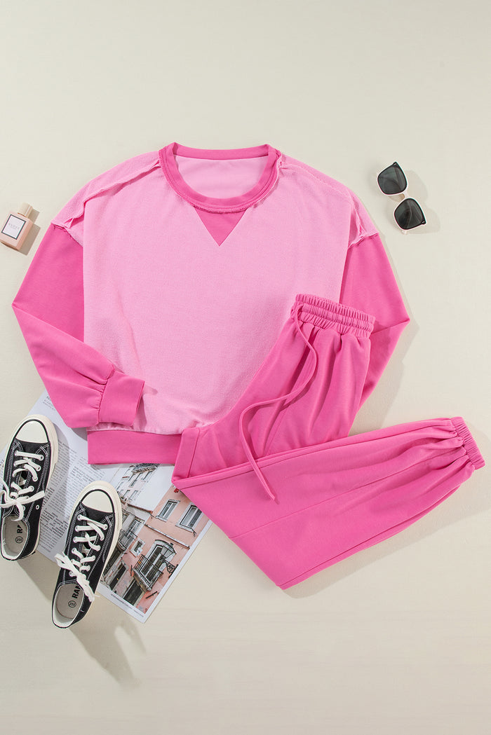 Ensemble pull patchwork contrasté et pantalon de jogging *-A WOMAN WE LOVE