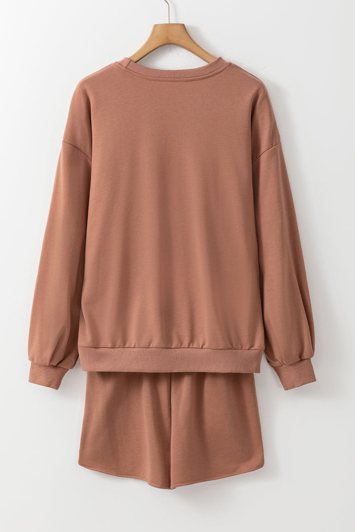 Ensemble sweat-shirt ample et short à paillettes jaune paille COFFEE-A WOMAN WE LOVE