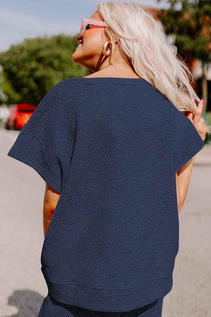 Ensemble t-shirt coupe ample texturé bleu marine *-A WOMAN WE LOVE