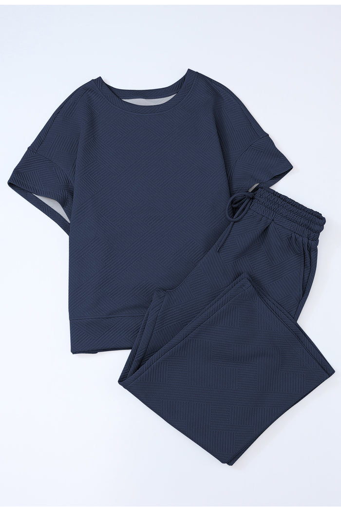 Ensemble t-shirt coupe ample texturé bleu marine *-A WOMAN WE LOVE