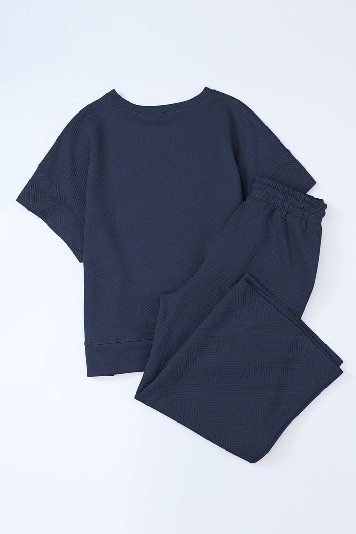 Ensemble t-shirt coupe ample texturé bleu marine *-A WOMAN WE LOVE