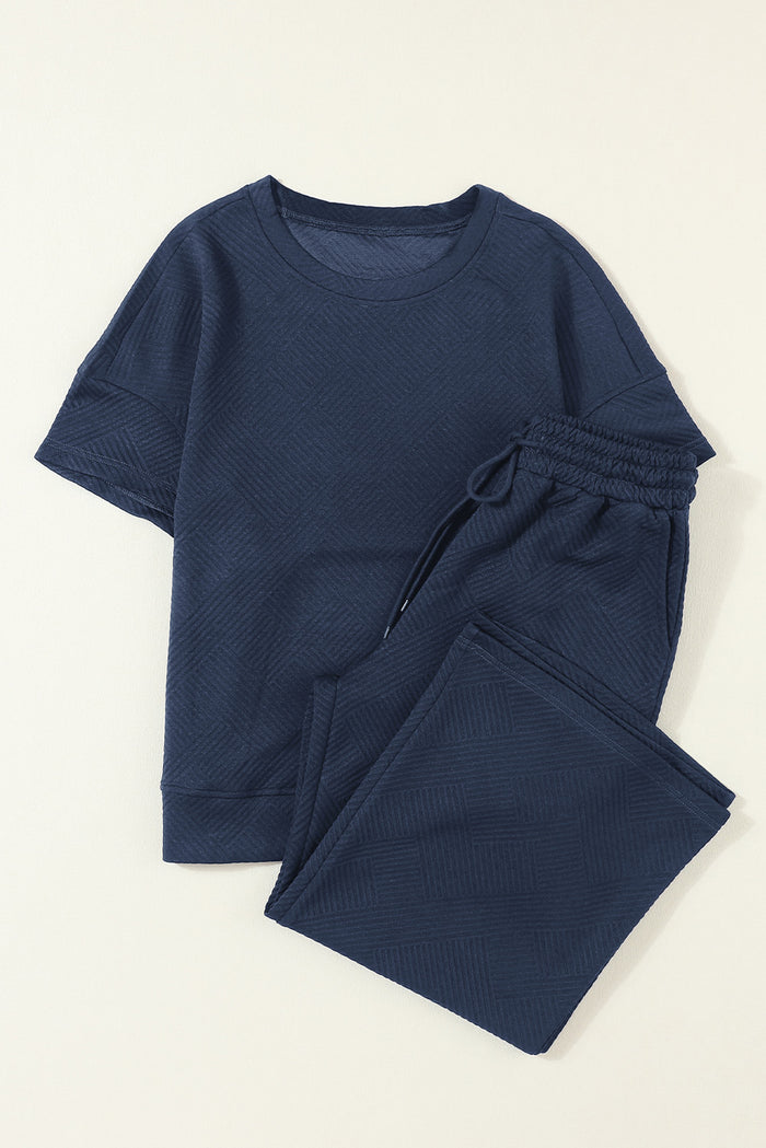 Ensemble t-shirt coupe ample texturé bleu marine *-A WOMAN WE LOVE