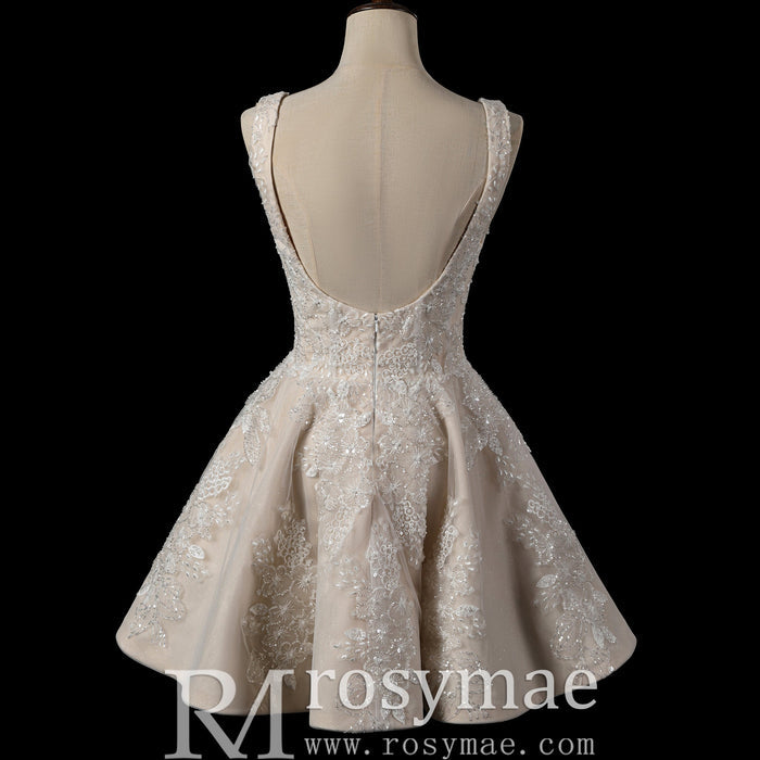 Fairytale Mini Wedding Dress with Square Neckline - Rosymae