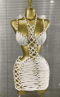 Farah sexy halter hollow out bodycon mini dress for women. Perfect for nightclub parties, birthdays, stage wear, and evening events.