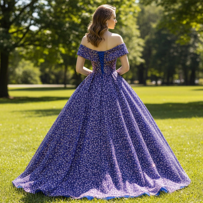 Fashion Sequins Ball Prom Gowns Floor Length Quinceanera Dress - Rosymae