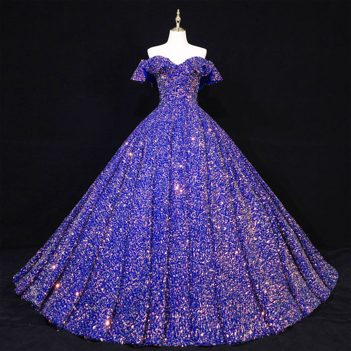 Fashion Sequins Ball Prom Gowns Floor Length Quinceanera Dress - Rosymae