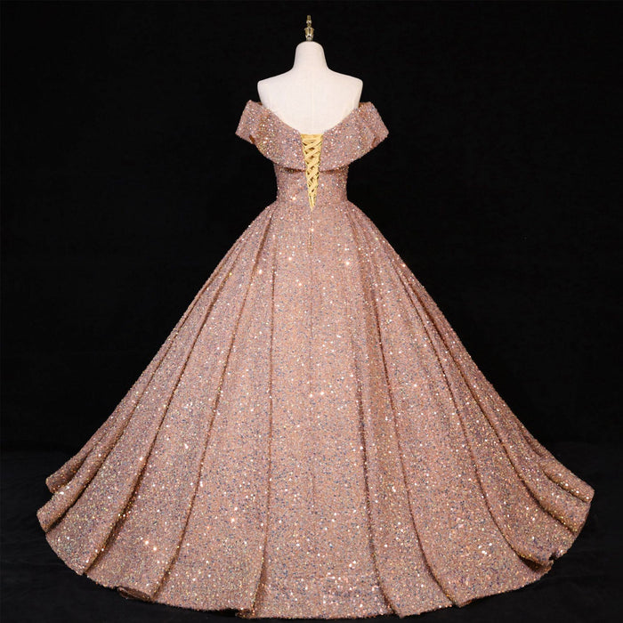 Fashion Sequins Ball Prom Gowns Floor Length Quinceanera Dress - Rosymae