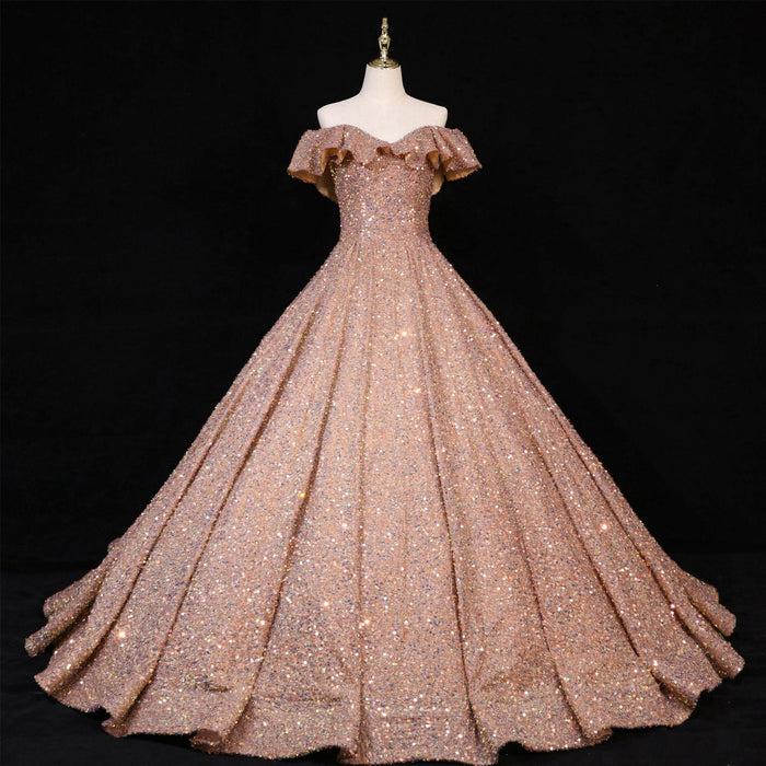 Fashion Sequins Ball Prom Gowns Floor Length Quinceanera Dress - Rosymae