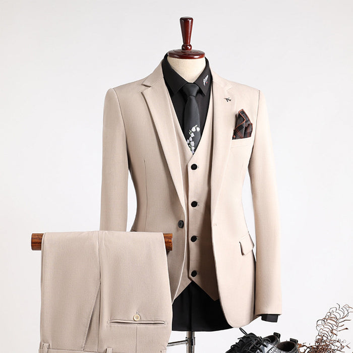 Fashion Single Button Slim Fit Business 3 Pieces Suit Set - Rosymae