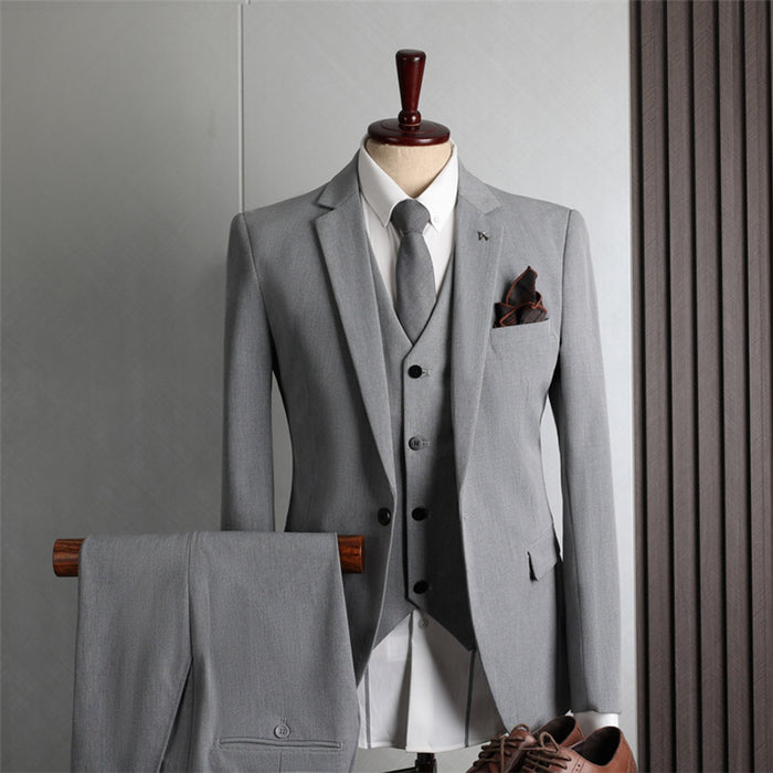 Fashion Single Button Slim Fit Business 3 Pieces Suit Set - Rosymae