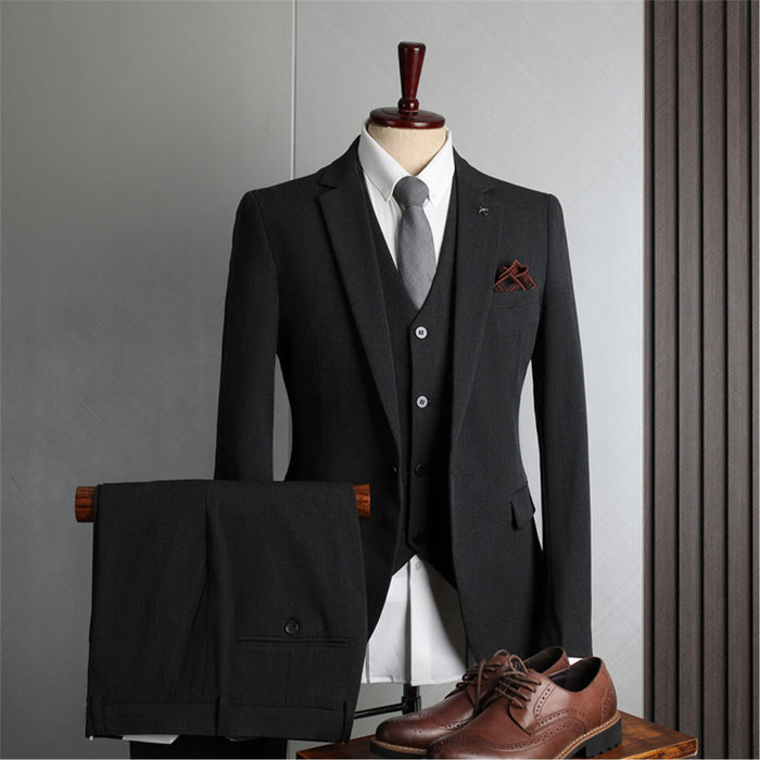 Fashion Single Button Slim Fit Business 3 Pieces Suit Set - Rosymae