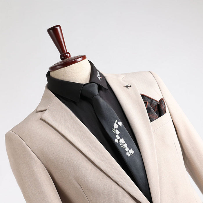 Fashion Single Button Slim Fit Business 3 Pieces Suit Set - Rosymae