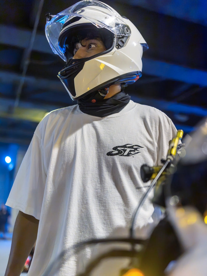 FLAME:CHAIN Oversized Garment Dye White Tee