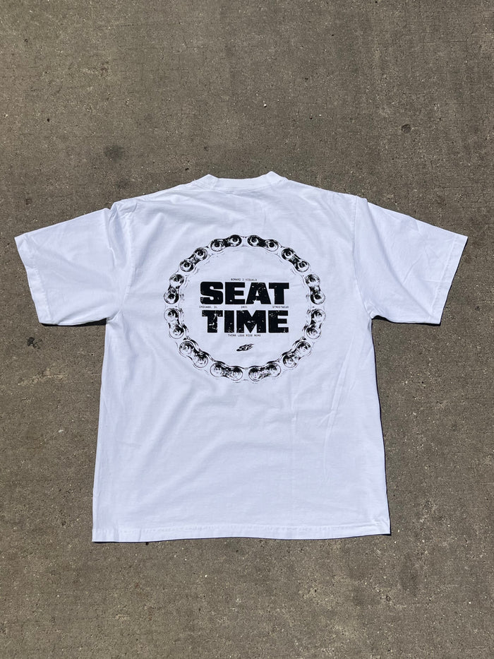 FLAME:CHAIN Oversized Garment Dye White Tee