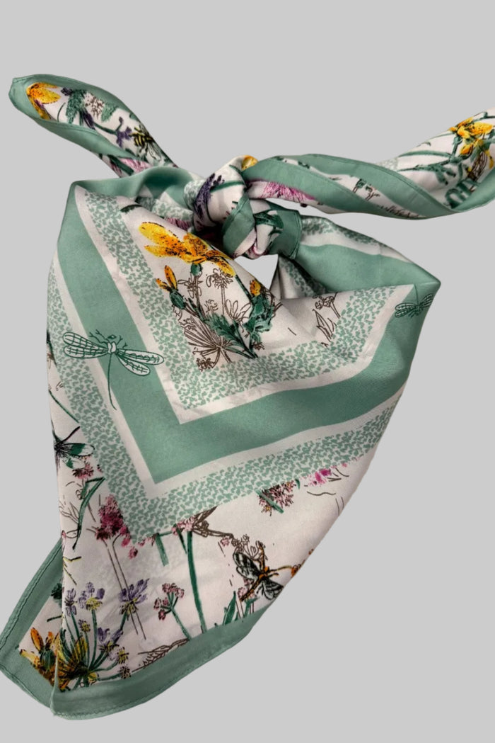 mint floral scarf necklace silky bandana