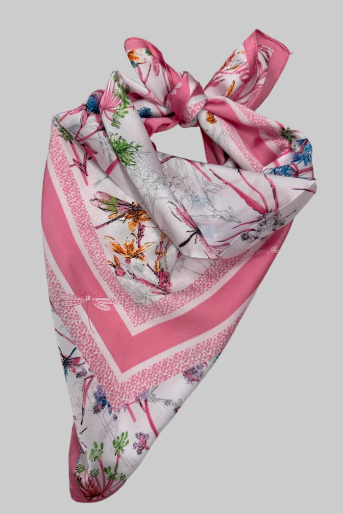 pink floral scarf necklace silky bandana
