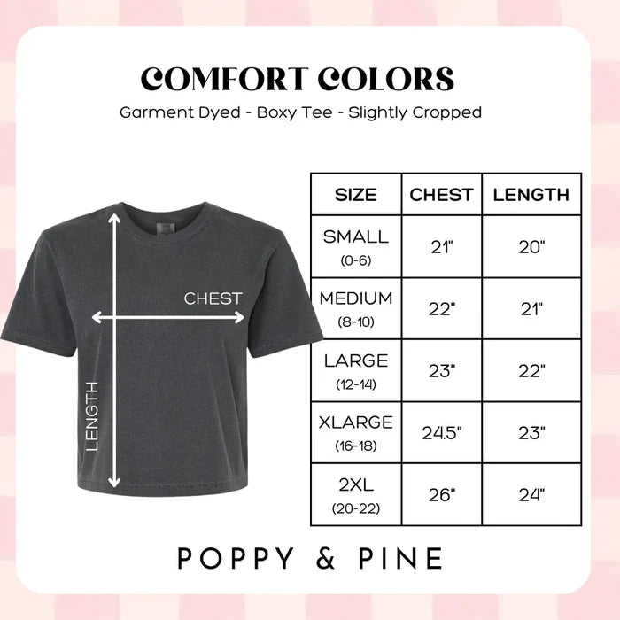 comfort colors cropped tee size chart