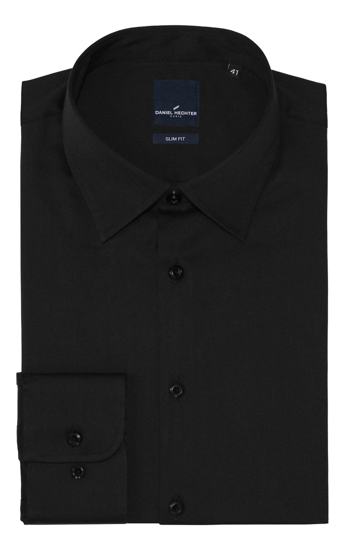 Franco 306 Black Cotton Stretch Shirt
