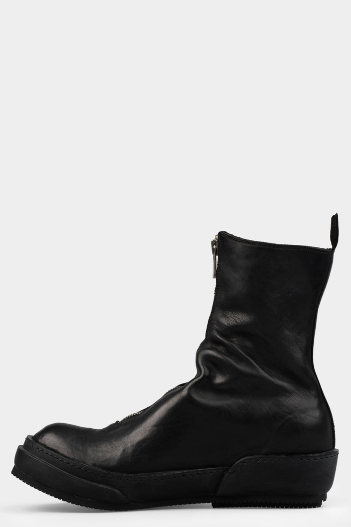 Front zip leather high top sneakers | PLS2
