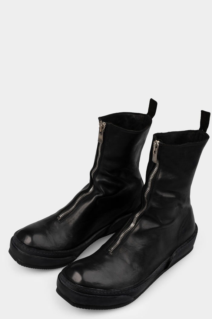 Front zip leather high top sneakers | PLS2